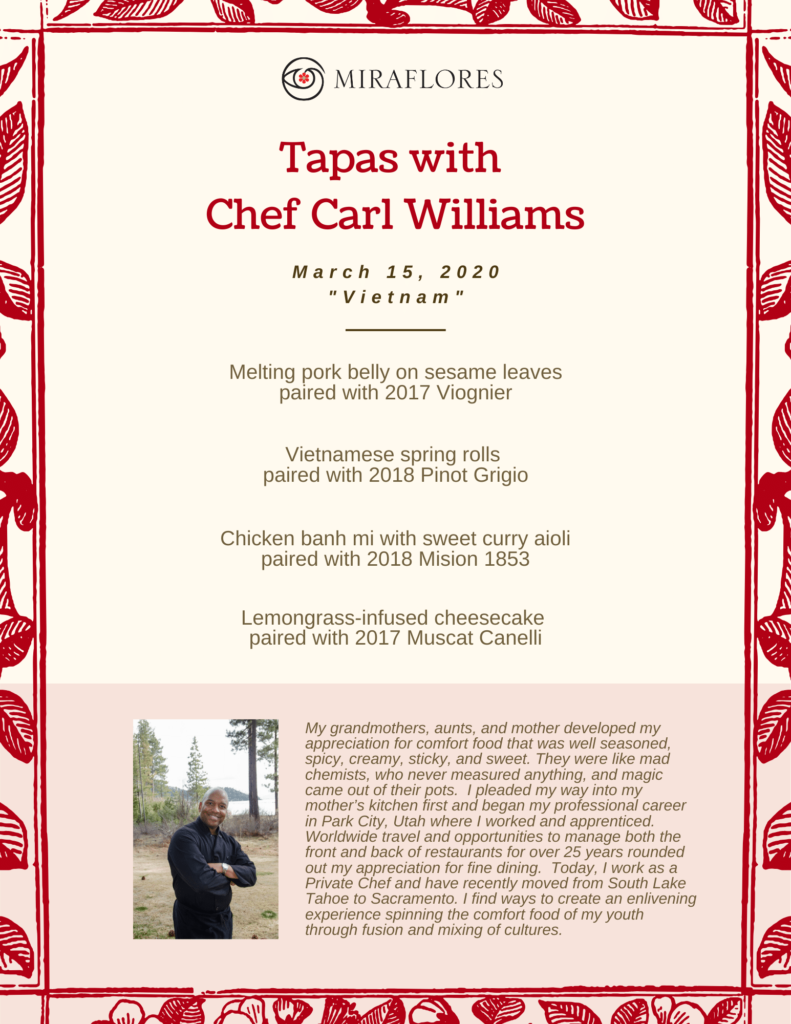 Tapas with Chef Carl Williams - March 15